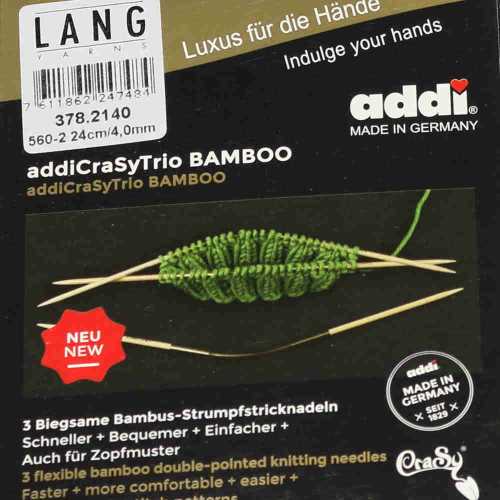 addiCraSyTrio Bamboo 4 - 3 Stck biegsame Strumpfstricknadeln