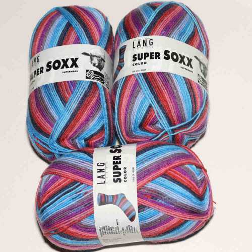 Super Soxx Color 4-fach Trkis-Rosa-Grau
