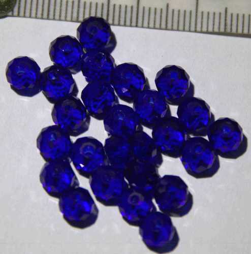 Glasperle Blau geschliffen 6mm 50 St