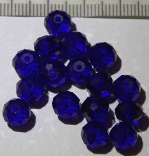 Glasperle Blau geschliffen 8mm 10 St
