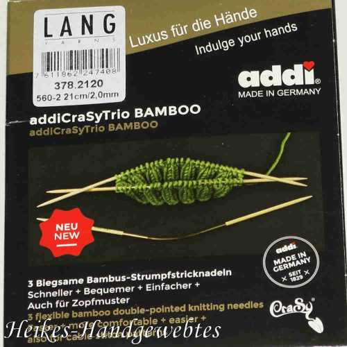 addiCraSyTrio Bamboo 2 - 3 Stck biegsame Strumpfstricknadeln