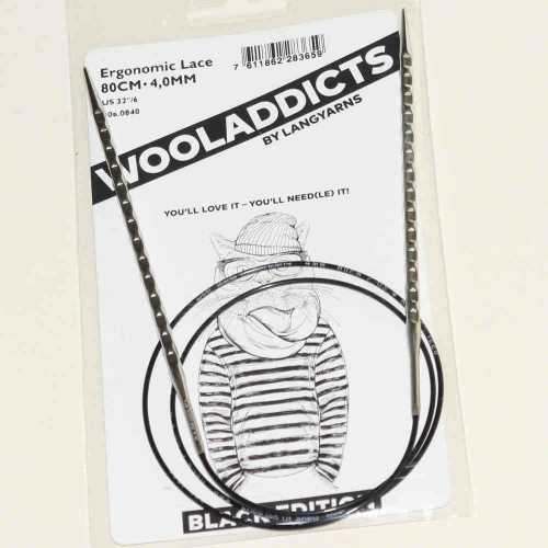 Stricknadeln addiNovel Nr. 4 Seil mit 80cm - Black Edition Wooladdicts