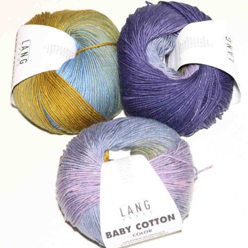 Baby Cotton Color Hellblau-Ocker-Rosa
