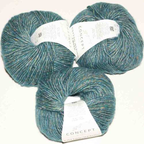 Cotton-Merino Tweed Grnblau