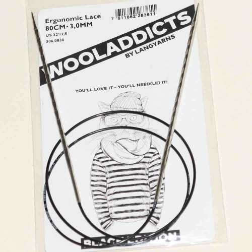 Stricknadeln addiNovel Nr. 3 mit Seil 150cm - Black Edition Wooladdicts