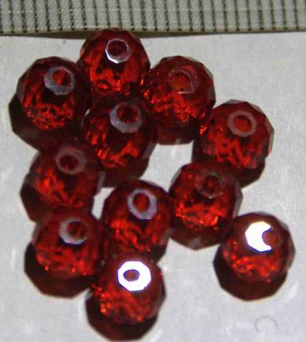 Glasperle Rot geschliffen 6mm 10 St