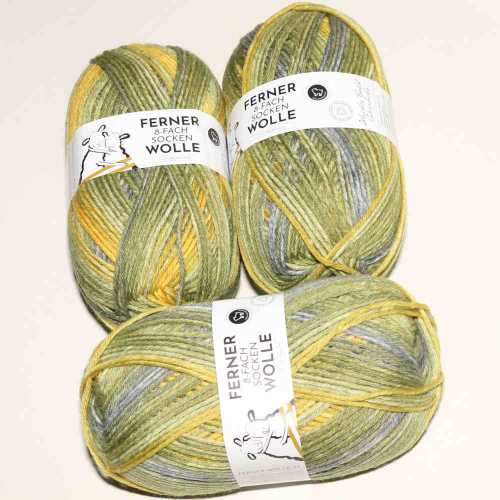 Lungauer Sockenwolle 8fach 678-23 Grn-Grau-Gelb