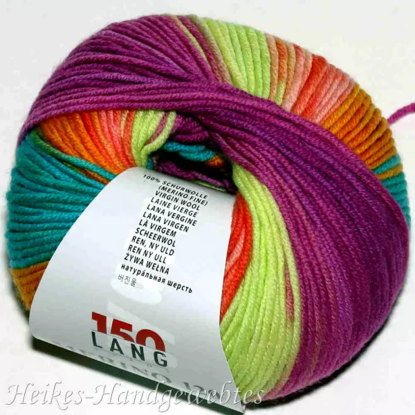 Merino 120 Color Fuchsia-Gelb-Orange-Türkis