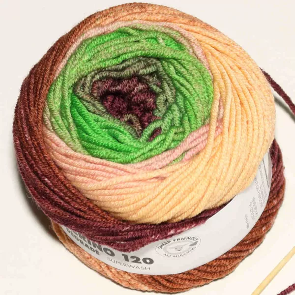 Merino 120 Dégradé Grün-Bordeaux-Lachs