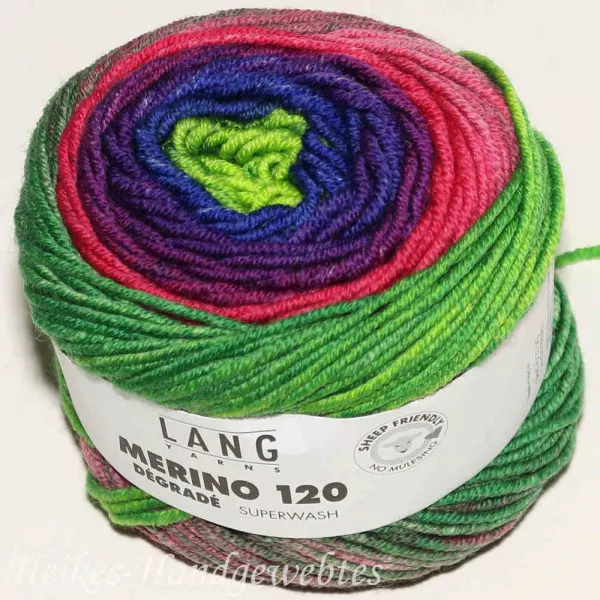 Merino 120 Dégradé Rot-Blau-Grün