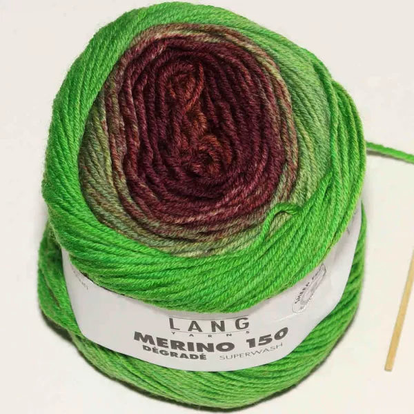 Merino 150 Dégradé Grün-Bordeaux-Lachs