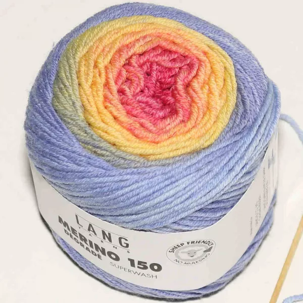 Merino 150 Dégradé Hellblau-Gelb-Orange