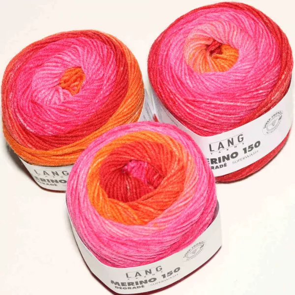 Merino 150 Dégradé Rosa-Orange-Rot