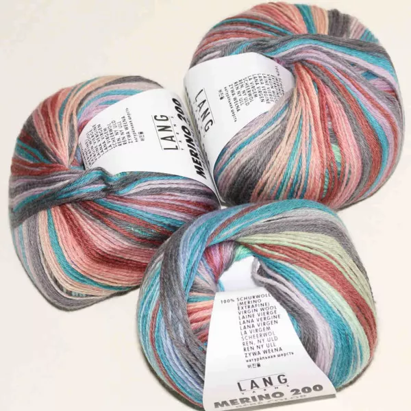 Merino 200 Bebe Color Blau-Lachs-Grün