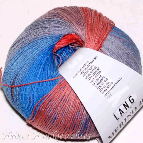 Merino 400 Lace Color Koralle-Hellblau