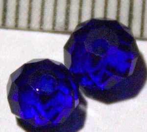 Glasperle Blau geschliffen 6mm 10 St