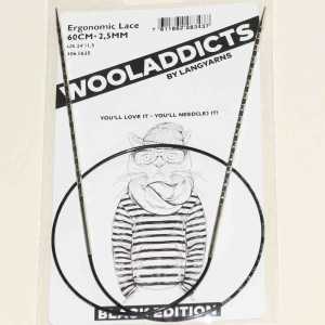 Stricknadeln addiNovel Nr. 2.5 mit Seil 60cm - Black Edition Wooladdicts