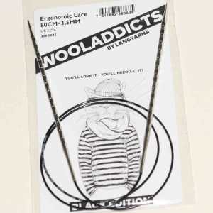 Stricknadeln addiNovel Nr. 3.5 mit Seil 80cm - Black Edition Wooladdicts