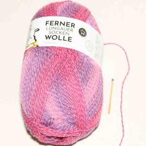 Lungauer Sockenwolle 4fach mit Baumwolle 522-22 Rosa-Lila