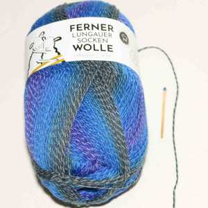 Lungauer Sockenwolle 4fach mit Baumwolle 523-22 Blau-Grau