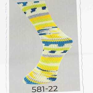 Lungauer Sockenwolle 8fach 581-22 Wei-Gelb-Trkis