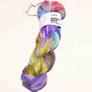 Alpaca Soxx 4-fach hand dyed Violett-Ocker-Trkis