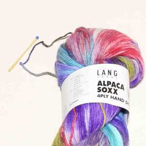 Alpaca Soxx 4-fach hand dyed Violett-Ocker-Trkis