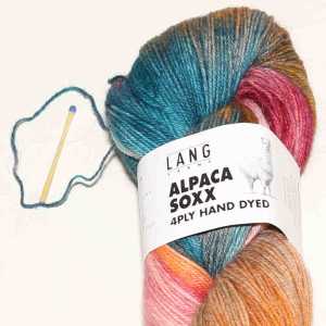Alpaca Soxx 4-fach hand dyed Orange-Trkis-Rosa