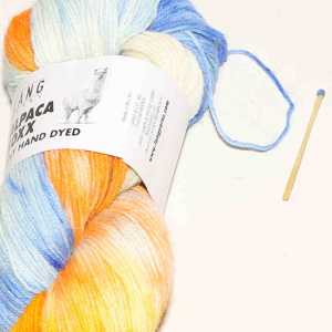 Alpaca Soxx 4-fach hand dyed Gelb-Orange-Blau