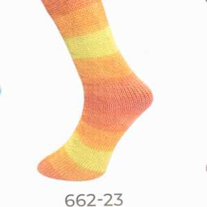 Lungauer Sockenwolle 6fach 662-23 Pink-Orange-Gelb